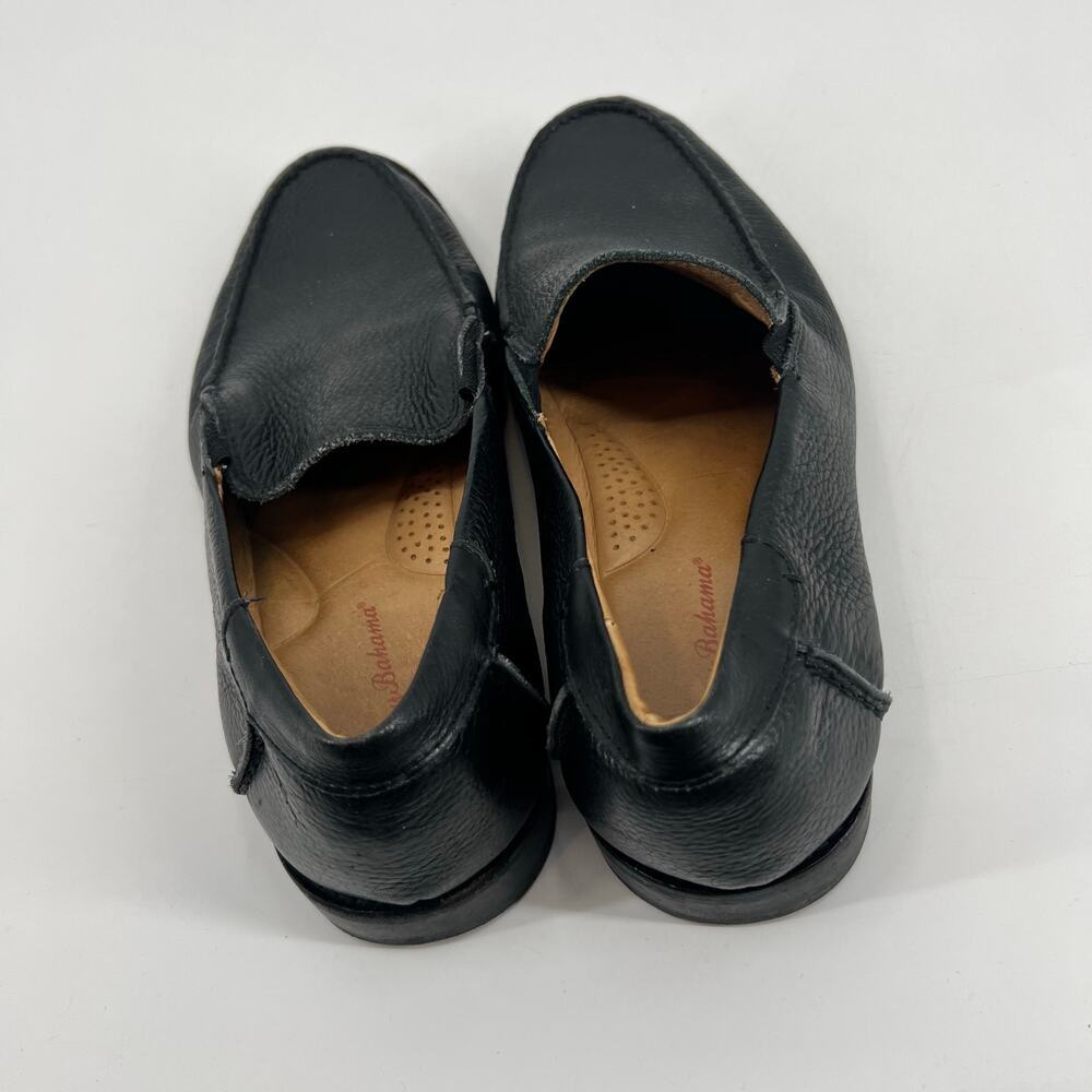 Tommy Bahama Black Leather Men's Slip-On Loafers faxon round toe size 10.5 - Picture 7 of 9